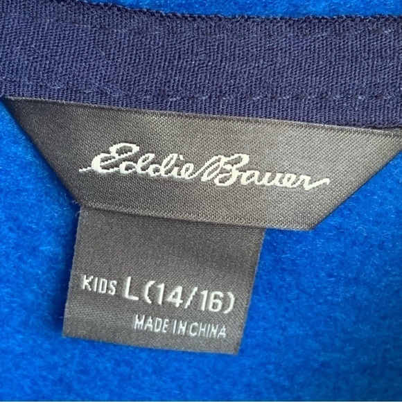 🆕 Eddie Bauer Kids Quest Fleece Size Large 14/16 Blue Gray Youth 1/4 Zip - Picture 3 of 7